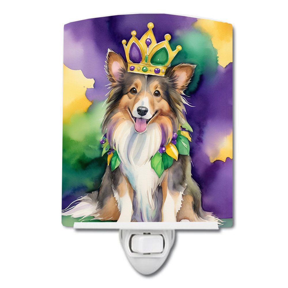 NEW Sheltie King of Mardi Gras Ceramic Night Light Compact, UL-Certified, Ideal for Bedroom, Bathroom, Nursery, Hallway, Kitchen