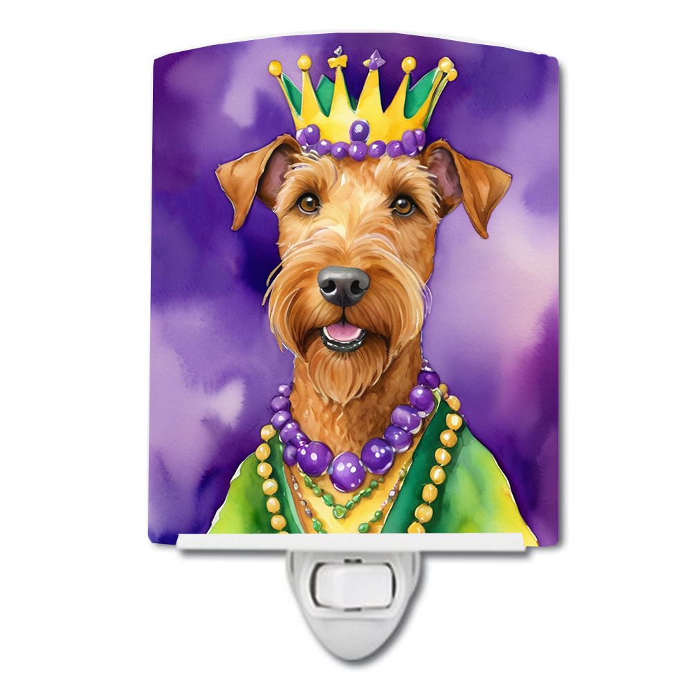 NEW Irish Terrier King of Mardi Gras Ceramic Night Light Compact, UL-Certified, Ideal for Bedroom, Bathroom, Nursery, Hallway, K