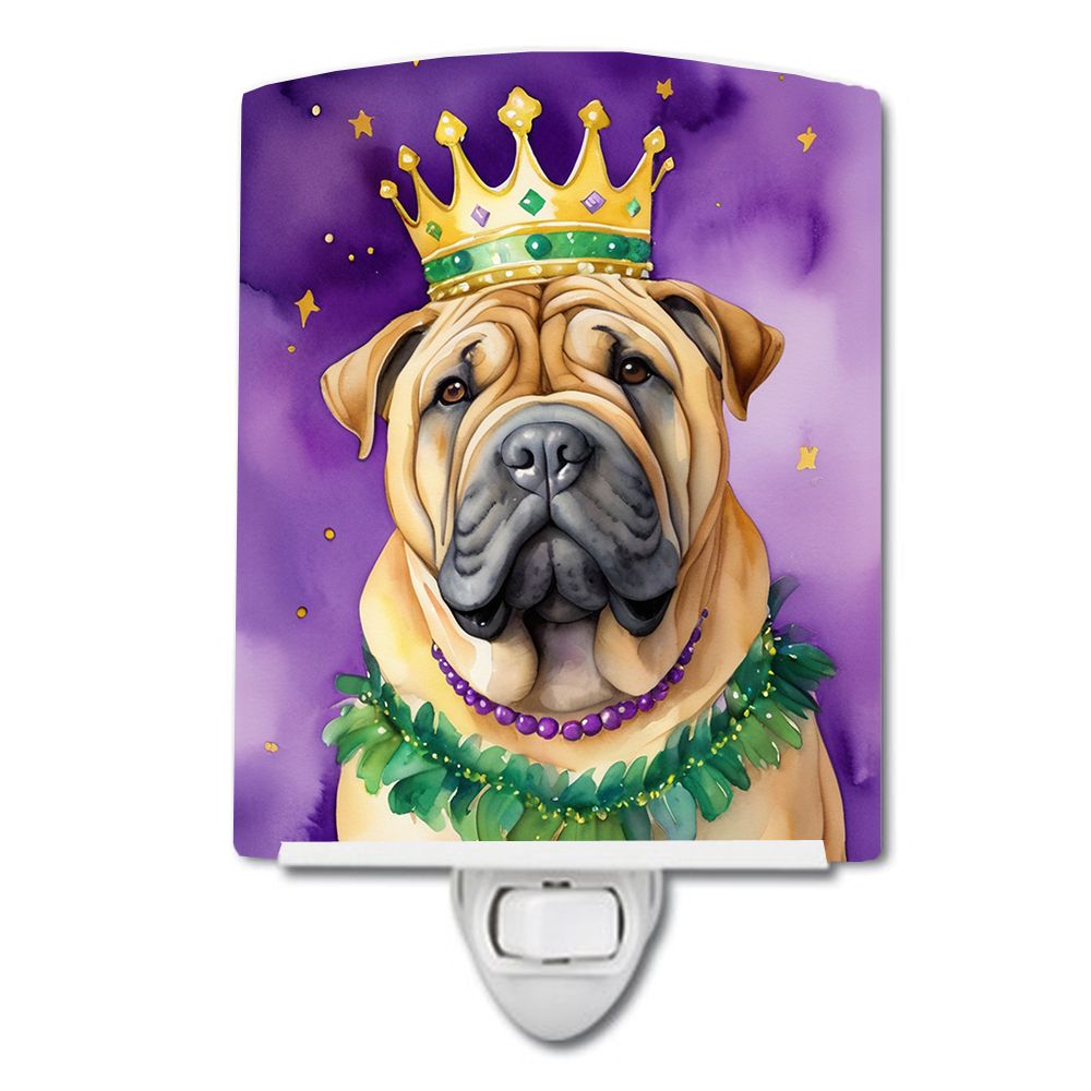 NEW Shar Pei King of Mardi Gras Ceramic Night Light Compact, UL-Certified, Ideal for Bedroom, Bathroom, Nursery, Hallway, Kitche