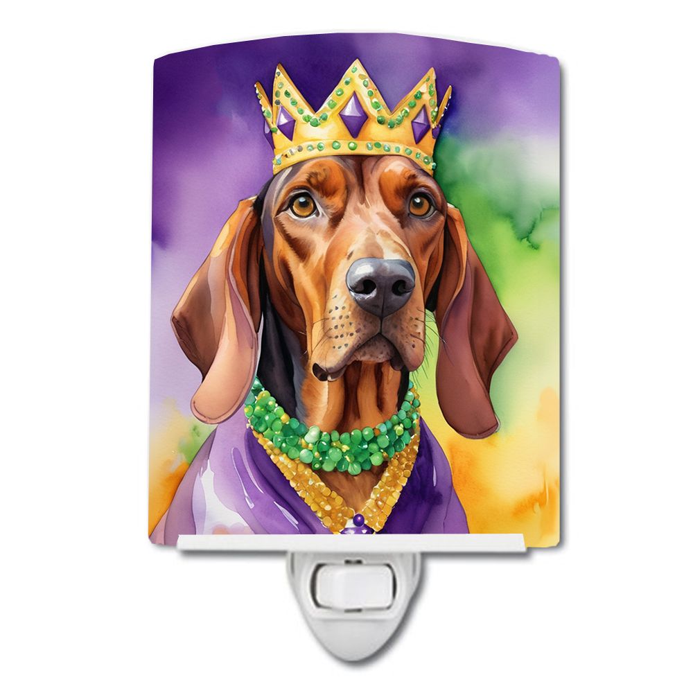 NEW Redbone Coonhound King of Mardi Gras Ceramic Night Light Compact, UL-Certified, Ideal for Bedroom, Bathroom, Nursery, Hallwa