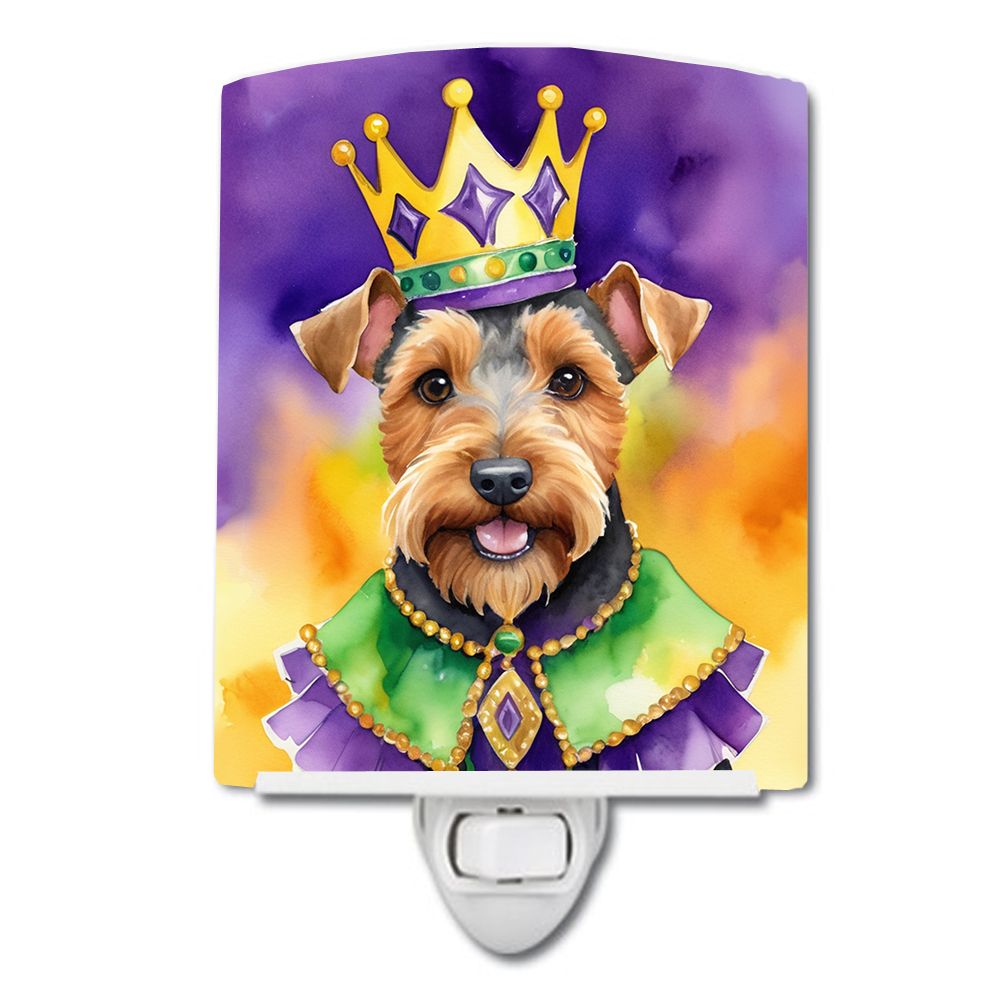 NEW Welsh Terrier King of Mardi Gras Ceramic Night Light Compact, UL-Certified, Ideal for Bedroom, Bathroom, Nursery, Hallway, K