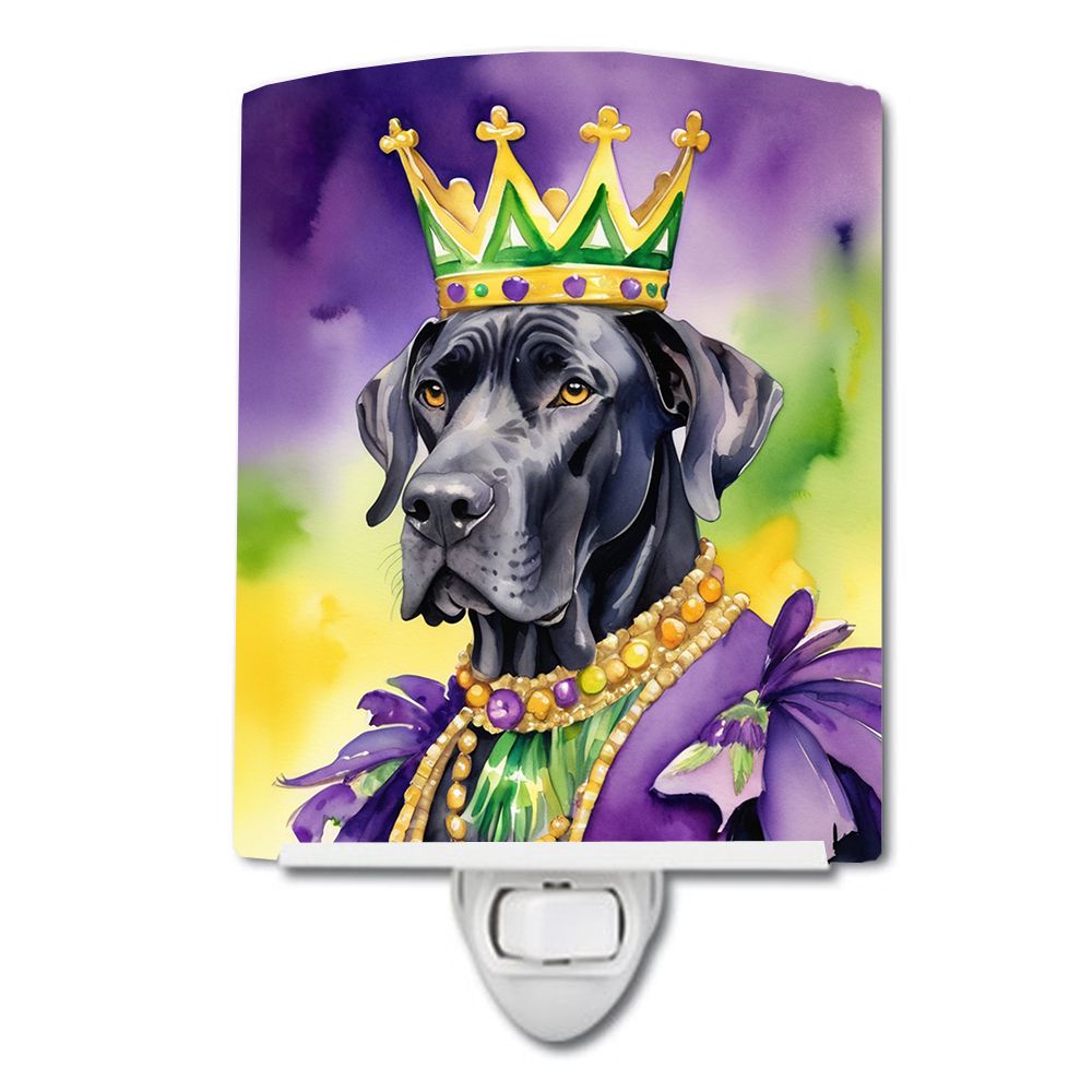 NEW Great Dane King of Mardi Gras Ceramic Night Light Compact, UL-Certified, Ideal for Bedroom, Bathroom, Nursery, Hallway, Kitc