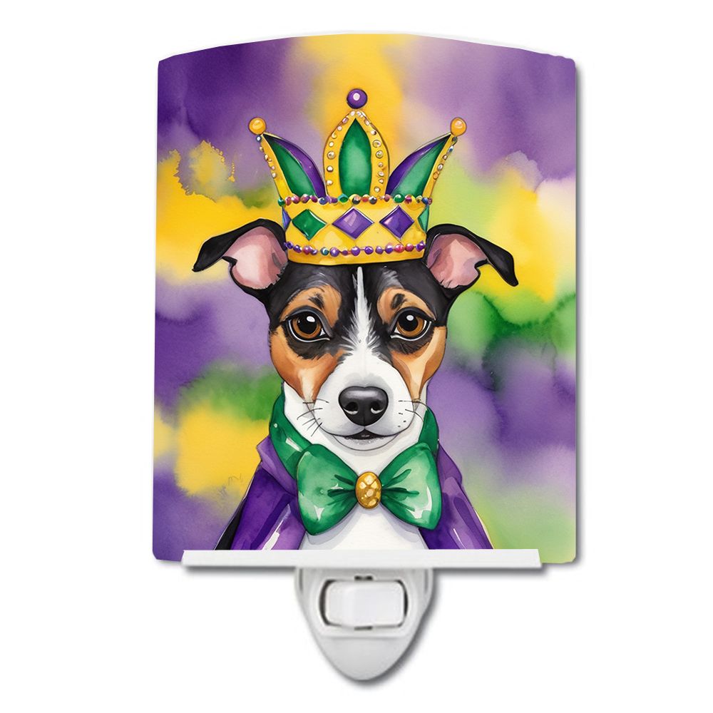 NEW Jack Russell Terrier King of Mardi Gras Ceramic Night Light Compact, UL-Certified, Ideal for Bedroom, Bathroom, Nursery, Hal