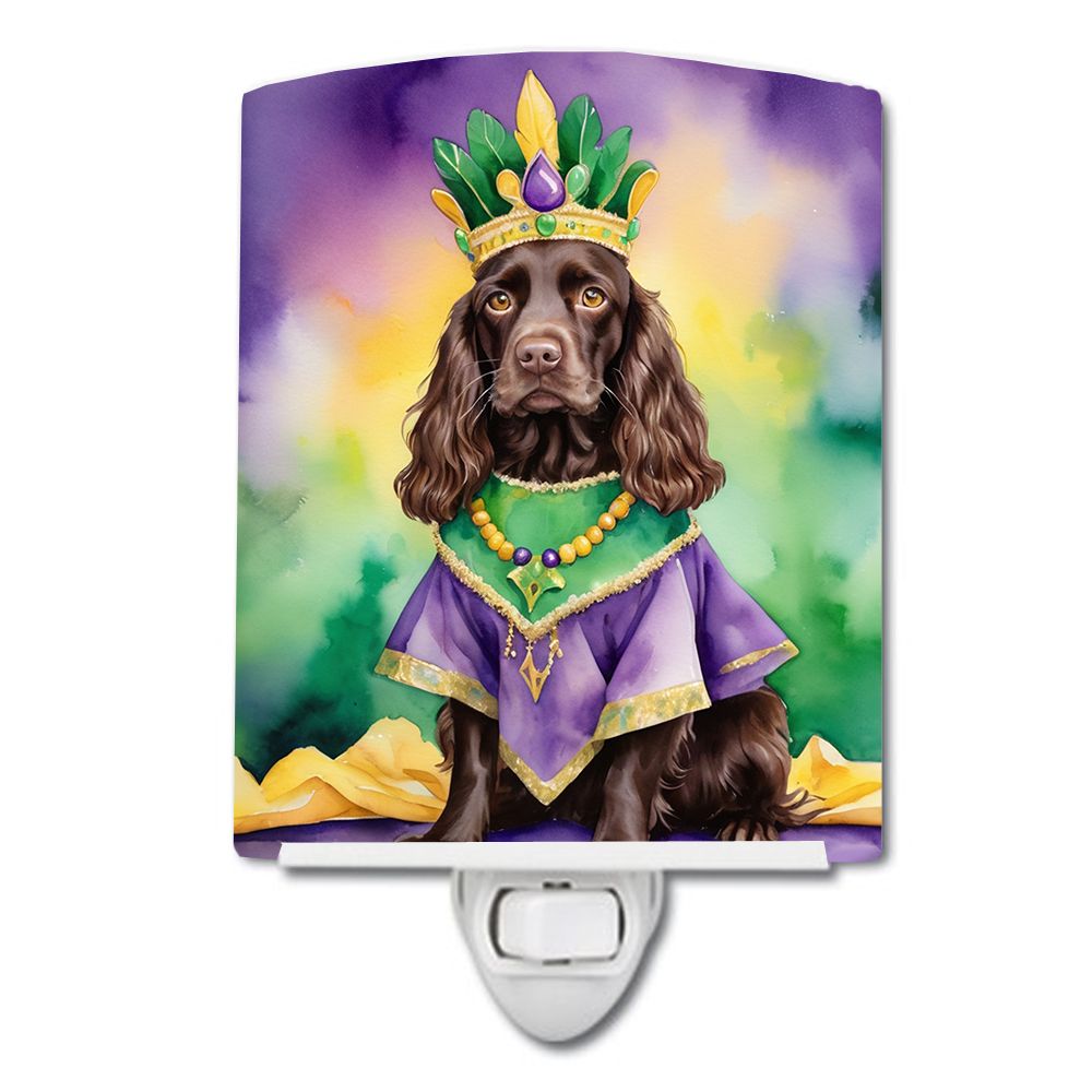 NEW Boykin Spaniel King of Mardi Gras Ceramic Night Light Compact, UL-Certified, Ideal for Bedroom, Bathroom, Nursery, Hallway, 