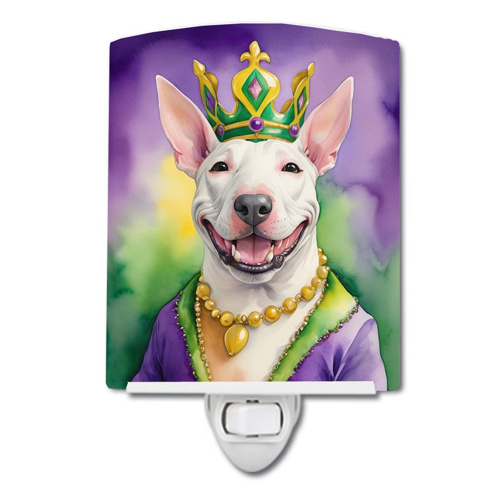 NEW Bull Terrier King of Mardi Gras Ceramic Night Light Compact, UL-Certified, Ideal for Bedroom, Bathroom, Nursery, Hallway, Ki