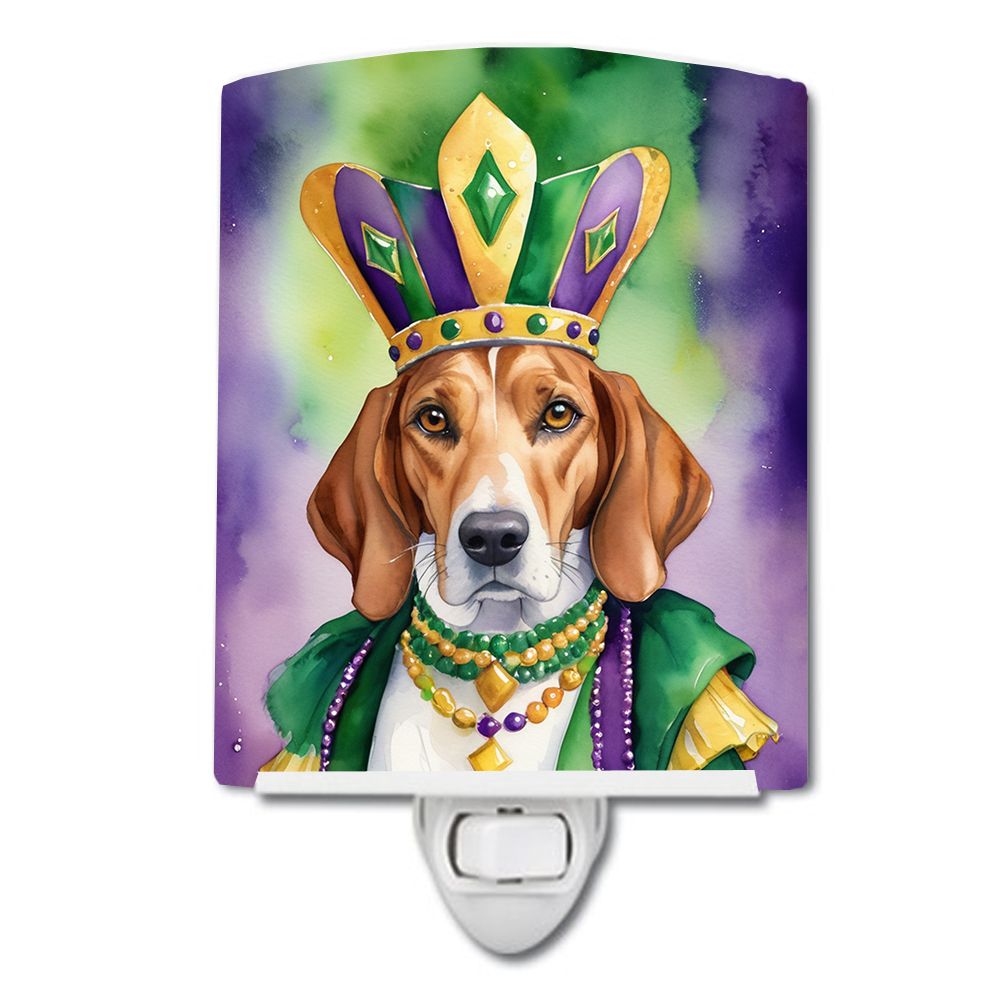 NEW English Foxhound King of Mardi Gras Ceramic Night Light Compact, UL-Certified, Ideal for Bedroom, Bathroom, Nursery, Hallway