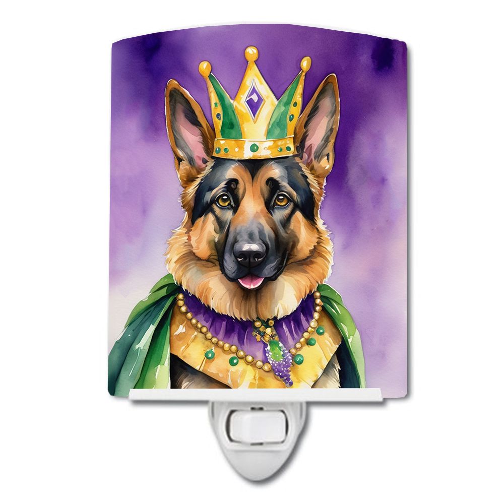 NEW German Shepherd King of Mardi Gras Ceramic Night Light Compact, UL-Certified, Ideal for Bedroom, Bathroom, Nursery, Hallway,