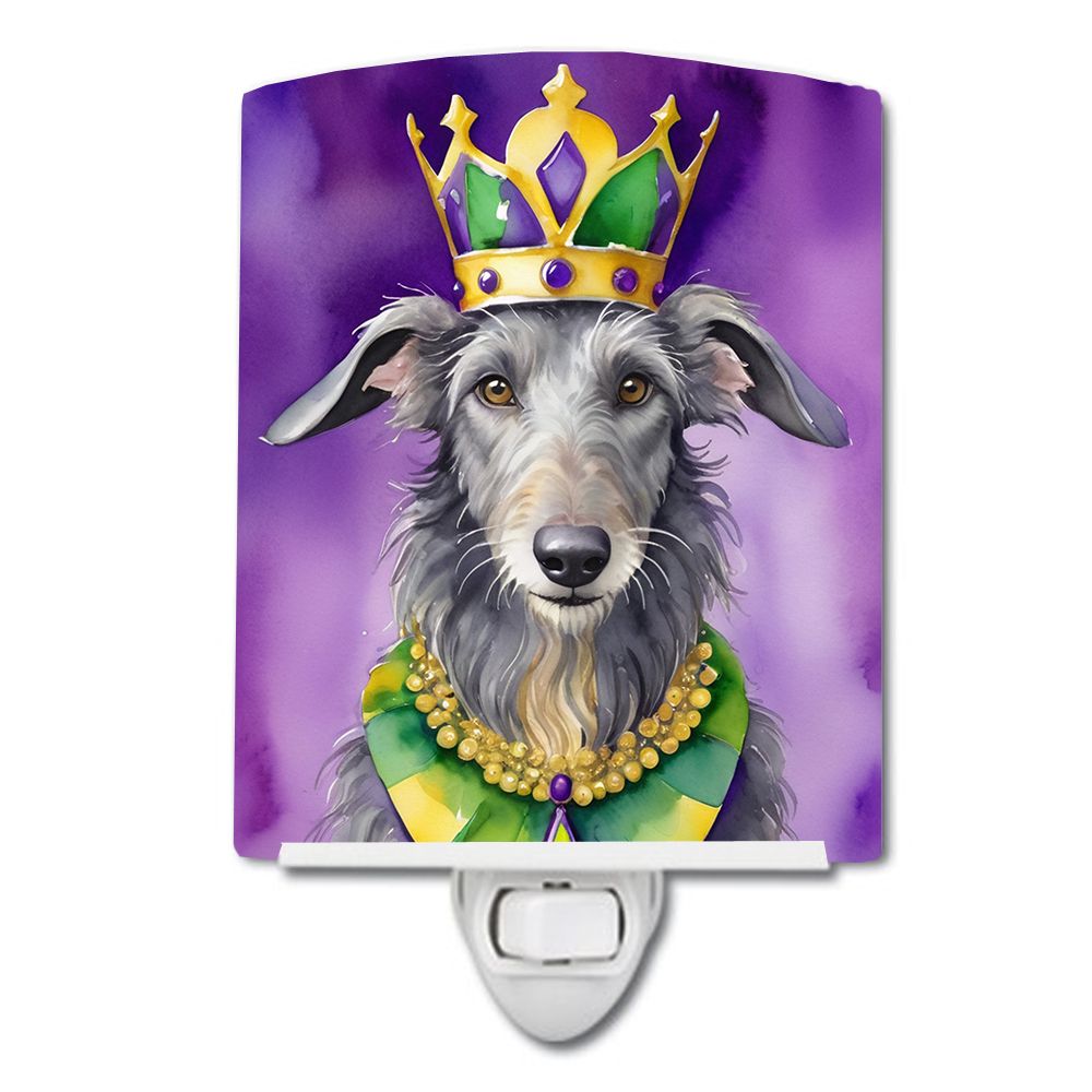 NEW Scottish Deerhound King of Mardi Gras Ceramic Night Light Compact, UL-Certified, Ideal for Bedroom, Bathroom, Nursery, Hallw