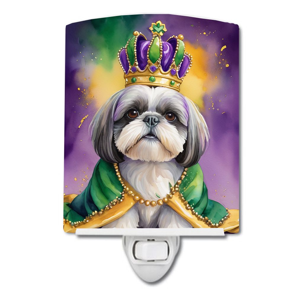 NEW Shih Tzu King of Mardi Gras Ceramic Night Light Compact, UL-Certified, Ideal for Bedroom, Bathroom, Nursery, Hallway, Kitche