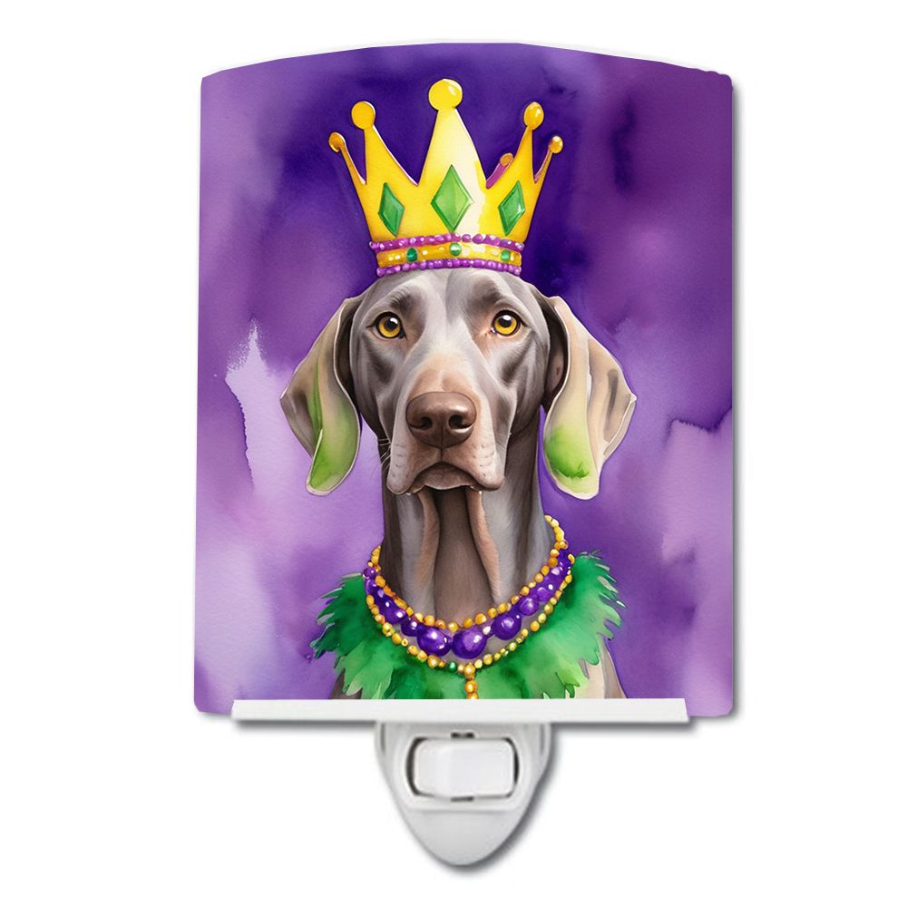 NEW Weimaraner King of Mardi Gras Ceramic Night Light Compact, UL-Certified, Ideal for Bedroom, Bathroom, Nursery, Hallway, Kitc