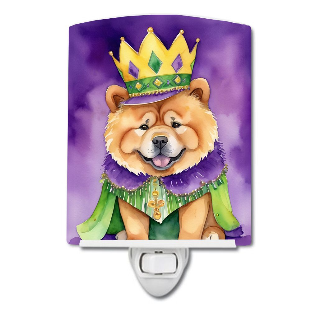 NEW Chow Chow King of Mardi Gras Ceramic Night Light Compact, UL-Certified, Ideal for Bedroom, Bathroom, Nursery, Hallway, Kitch