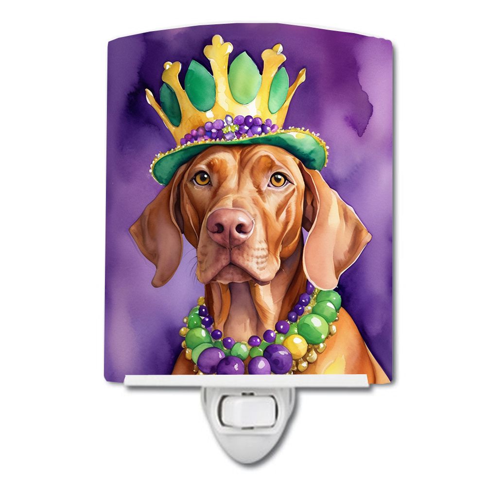 NEW Vizsla King of Mardi Gras Ceramic Night Light Compact, UL-Certified, Ideal for Bedroom, Bathroom, Nursery, Hallway, Kitchen,