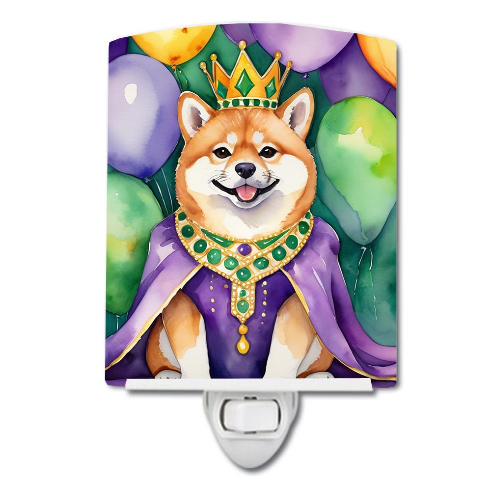 NEW Shiba Inu King of Mardi Gras Ceramic Night Light Compact, UL-Certified, Ideal for Bedroom, Bathroom, Nursery, Hallway, Kitch