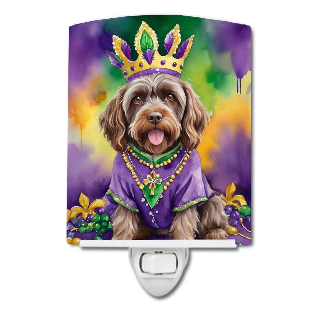 NEW Wirehaired Pointing Griffon King of Mardi Gras Ceramic Night Light Compact, UL-Certified, Ideal for Bedroom, Bathroom, Nurse