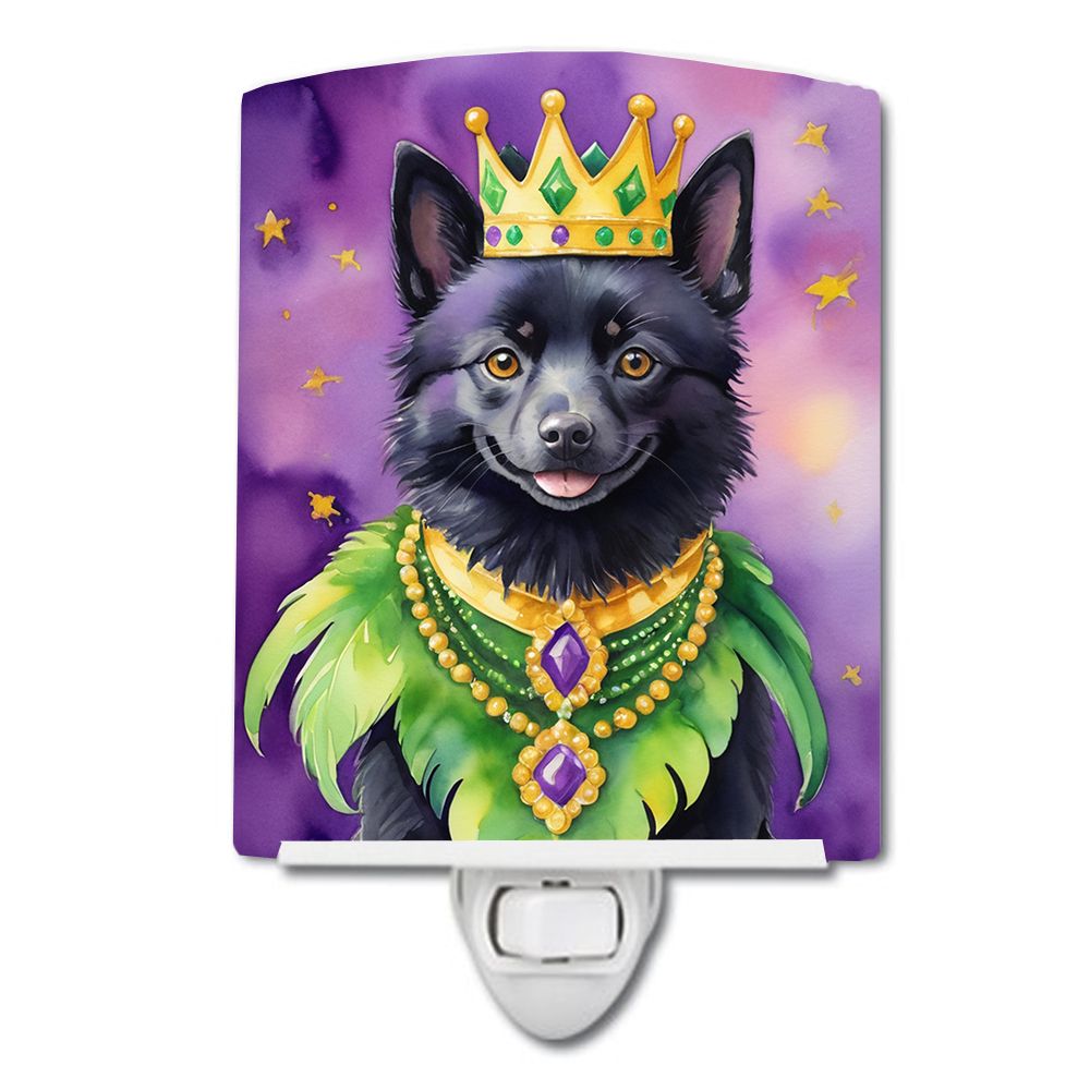 NEW Schipperke King of Mardi Gras Ceramic Night Light Compact, UL-Certified, Ideal for Bedroom, Bathroom, Nursery, Hallway, Kitc
