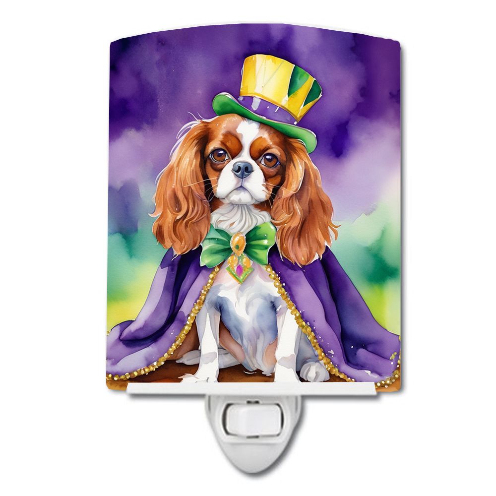 NEW Cavalier Spaniel King of Mardi Gras Ceramic Night Light Compact, UL-Certified, Ideal for Bedroom, Bathroom, Nursery, Hallway
