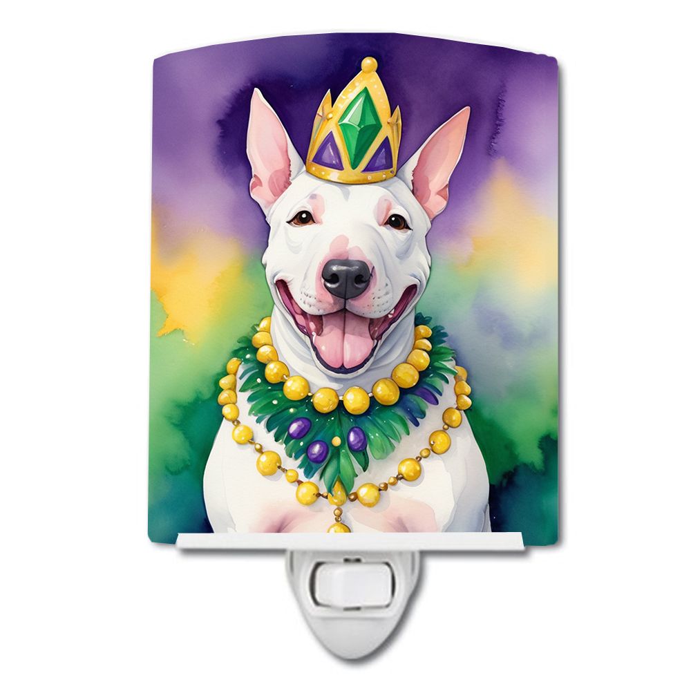 NEW English Bull Terrier King of Mardi Gras Ceramic Night Light Compact, UL-Certified, Ideal for Bedroom, Bathroom, Nursery, Hal