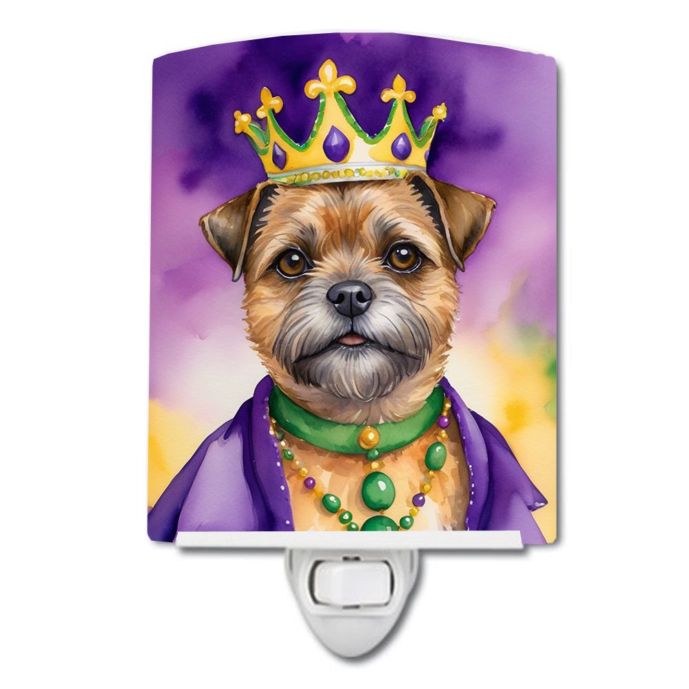 NEW Border Terrier King of Mardi Gras Ceramic Night Light Compact, UL-Certified, Ideal for Bedroom, Bathroom, Nursery, Hallway, 