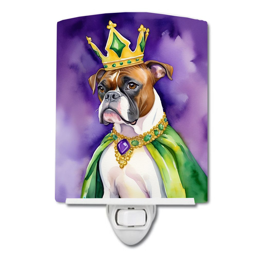 NEW Boxer King of Mardi Gras Ceramic Night Light Compact, UL-Certified, Ideal for Bedroom, Bathroom, Nursery, Hallway, Kitchen, 