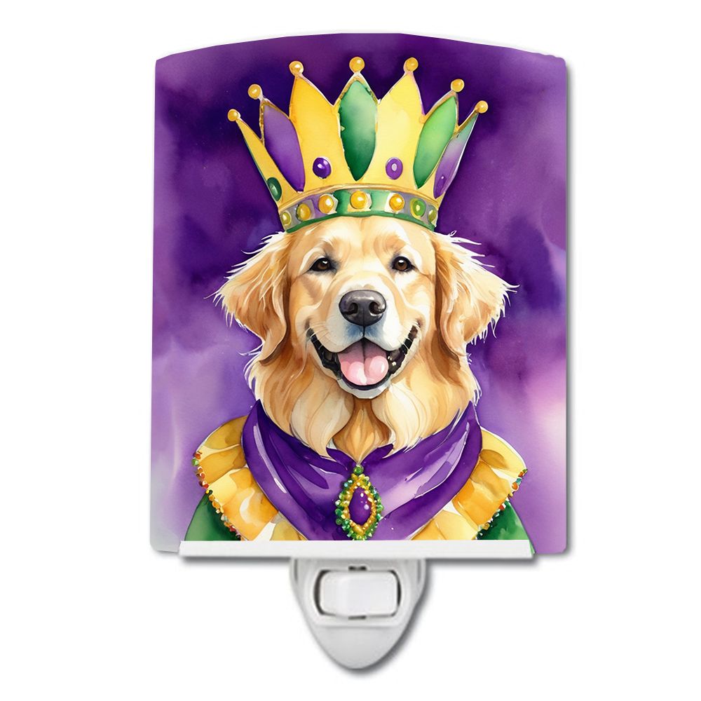 NEW Golden Retriever King of Mardi Gras Ceramic Night Light Compact, UL-Certified, Ideal for Bedroom, Bathroom, Nursery, Hallway