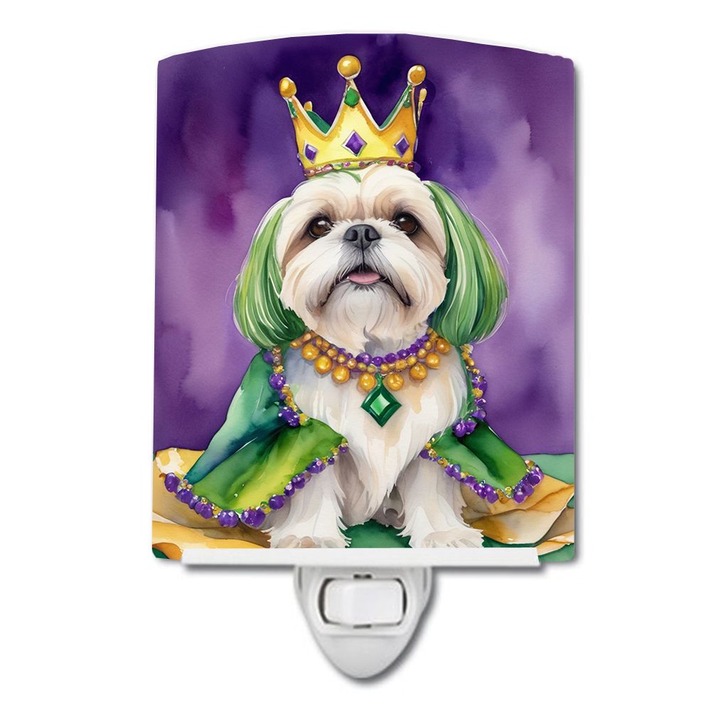 NEW Lhasa Apso King of Mardi Gras Ceramic Night Light Compact, UL-Certified, Ideal for Bedroom, Bathroom, Nursery, Hallway, Kitc