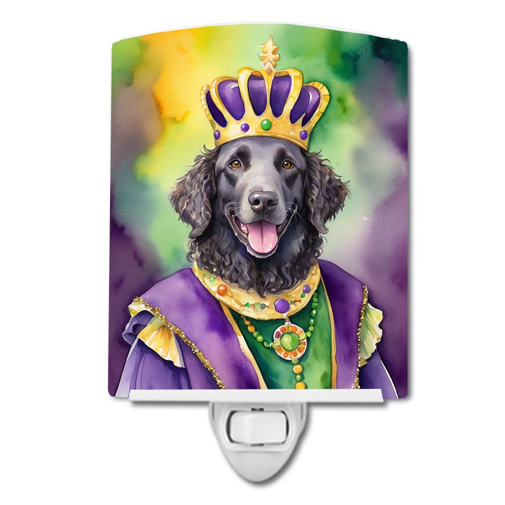 NEW Curly-Coated Retriever King of Mardi Gras Ceramic Night Light Compact, UL-Certified, Ideal for Bedroom, Bathroom, Nursery, H
