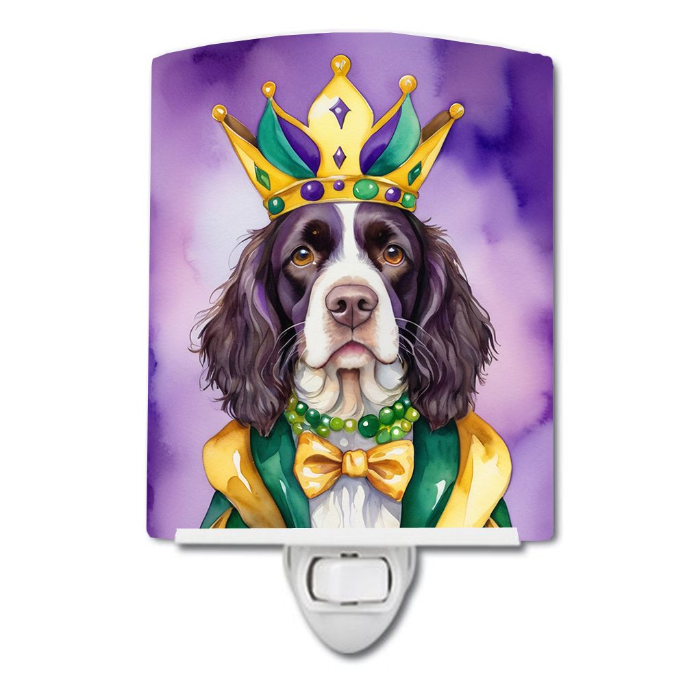 NEW English Springer Spaniel King of Mardi Gras Ceramic Night Light Compact, UL-Certified, Ideal for Bedroom, Bathroom, Nursery,