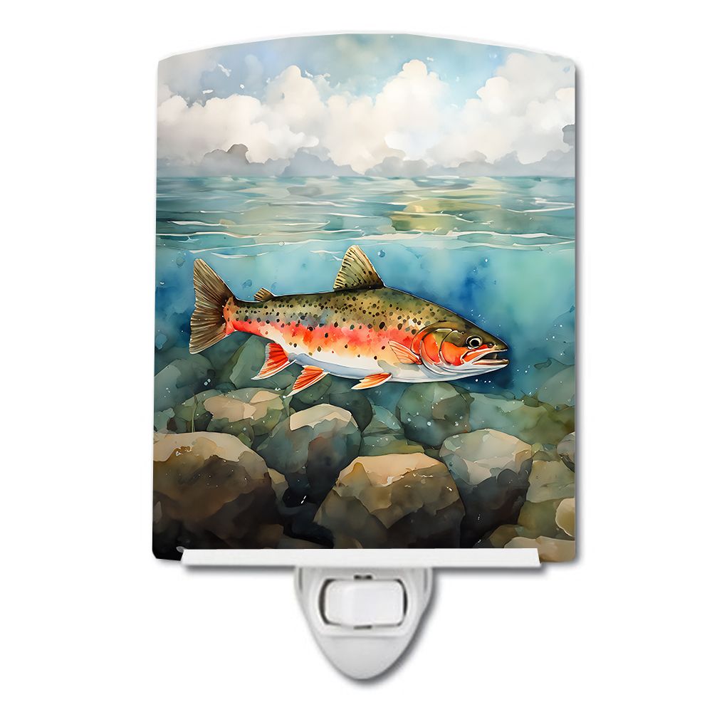 NEW Brook Trout Ceramic Night Light Compact, UL-Certified, Ideal for Bedroom, Bathroom, Nursery, Hallway, Kitchen, 6x4x3, Multic