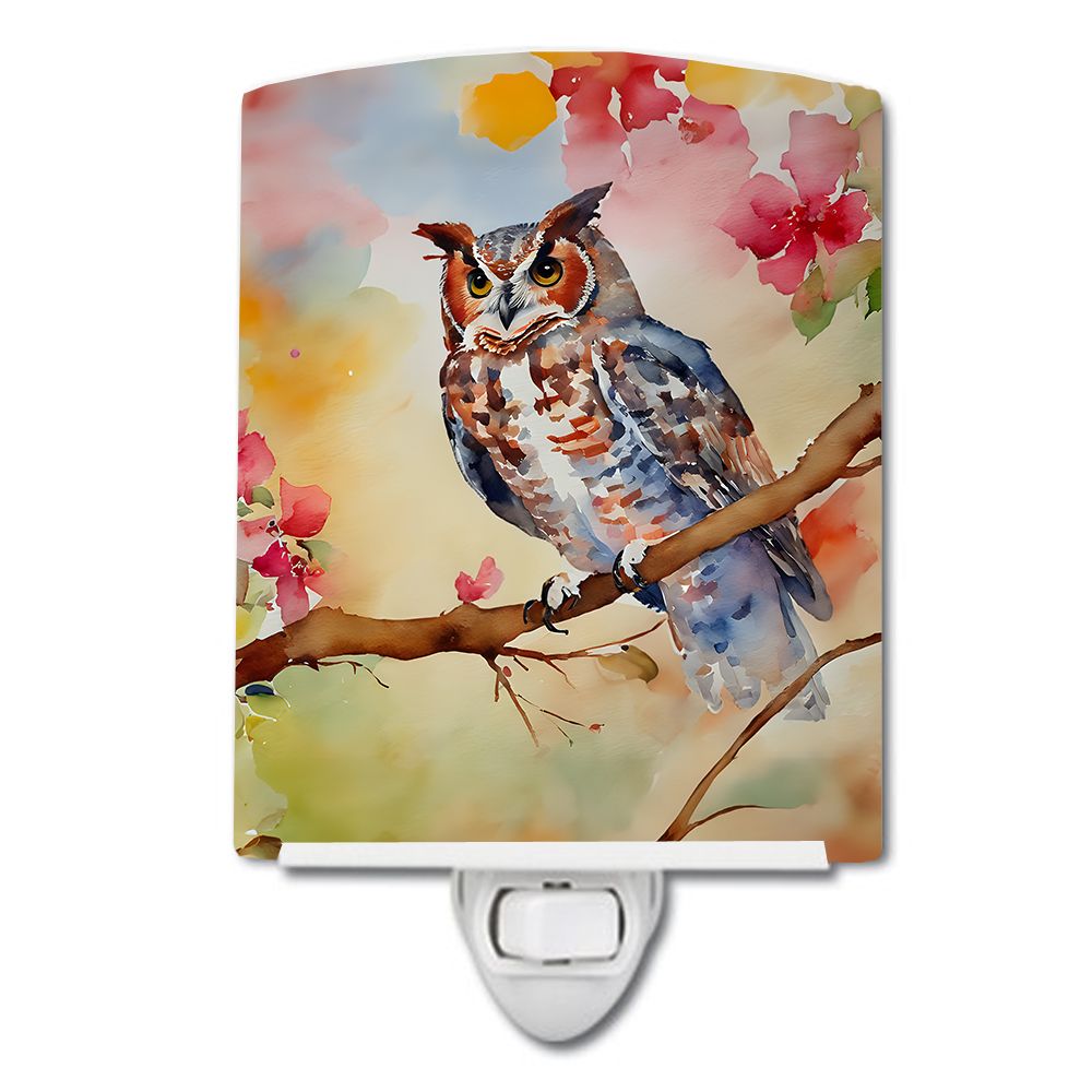 NEW Eastern Screech Owl Ceramic Night Light Compact, UL-Certified, Ideal for Bedroom, Bathroom, Nursery, Hallway, Kitchen, 6x4x3