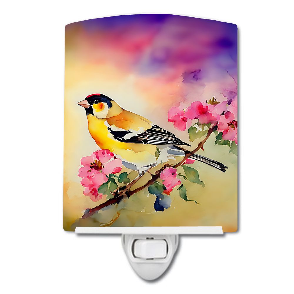 NEW Goldfinch Ceramic Night Light Compact, UL-Certified, Ideal for Bedroom, Bathroom, Nursery, Hallway, Kitchen, 6x4x3, Multicol