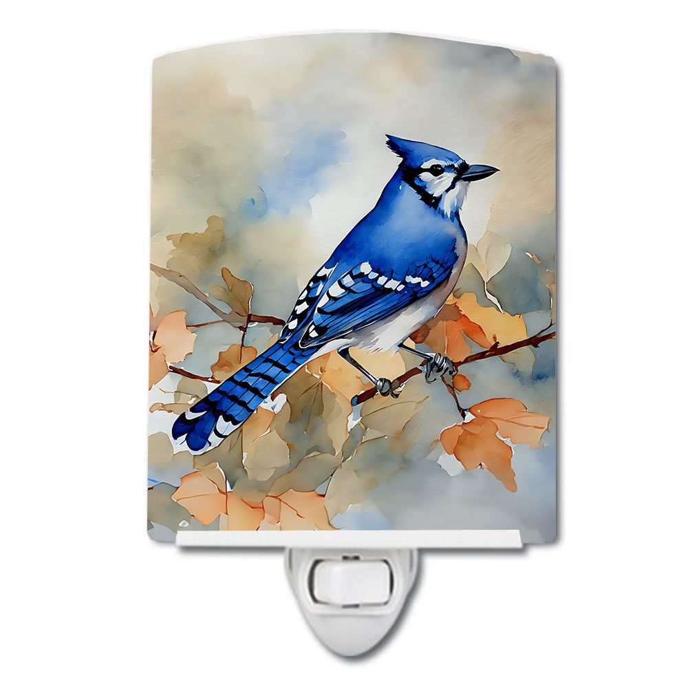NEW Blue Jay Ceramic Night Light Compact, UL-Certified, Ideal for Bedroom, Bathroom, Nursery, Hallway, Kitchen, 6x4x3, Multicolo