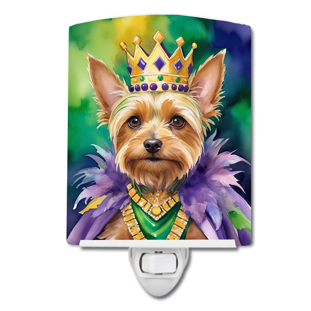 NEW Silky Terrier King of Mardi Gras Ceramic Night Light Compact, UL-Certified, Ideal for Bedroom, Bathroom, Nursery, Hallway, K