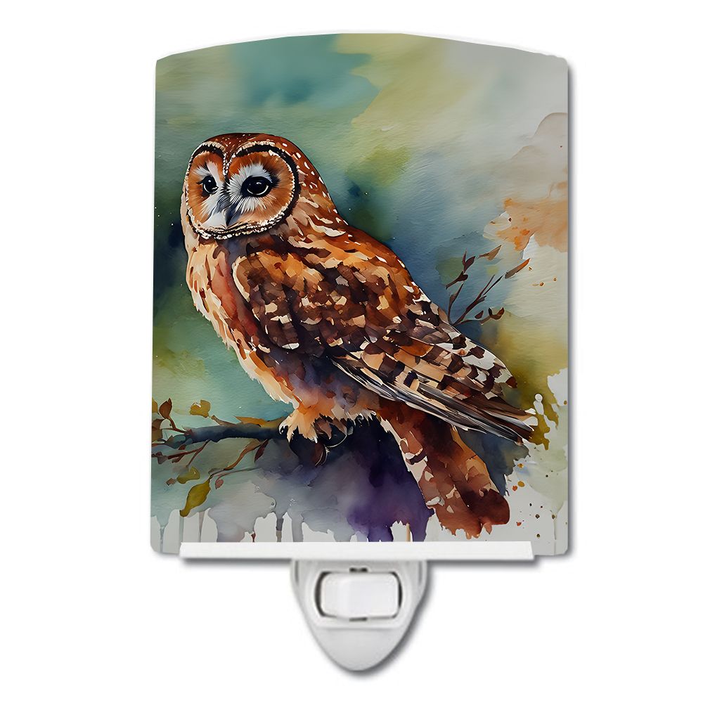 NEW Tawny Owl Ceramic Night Light Compact, UL-Certified, Ideal for Bedroom, Bathroom, Nursery, Hallway, Kitchen, 6x4x3, Multicol