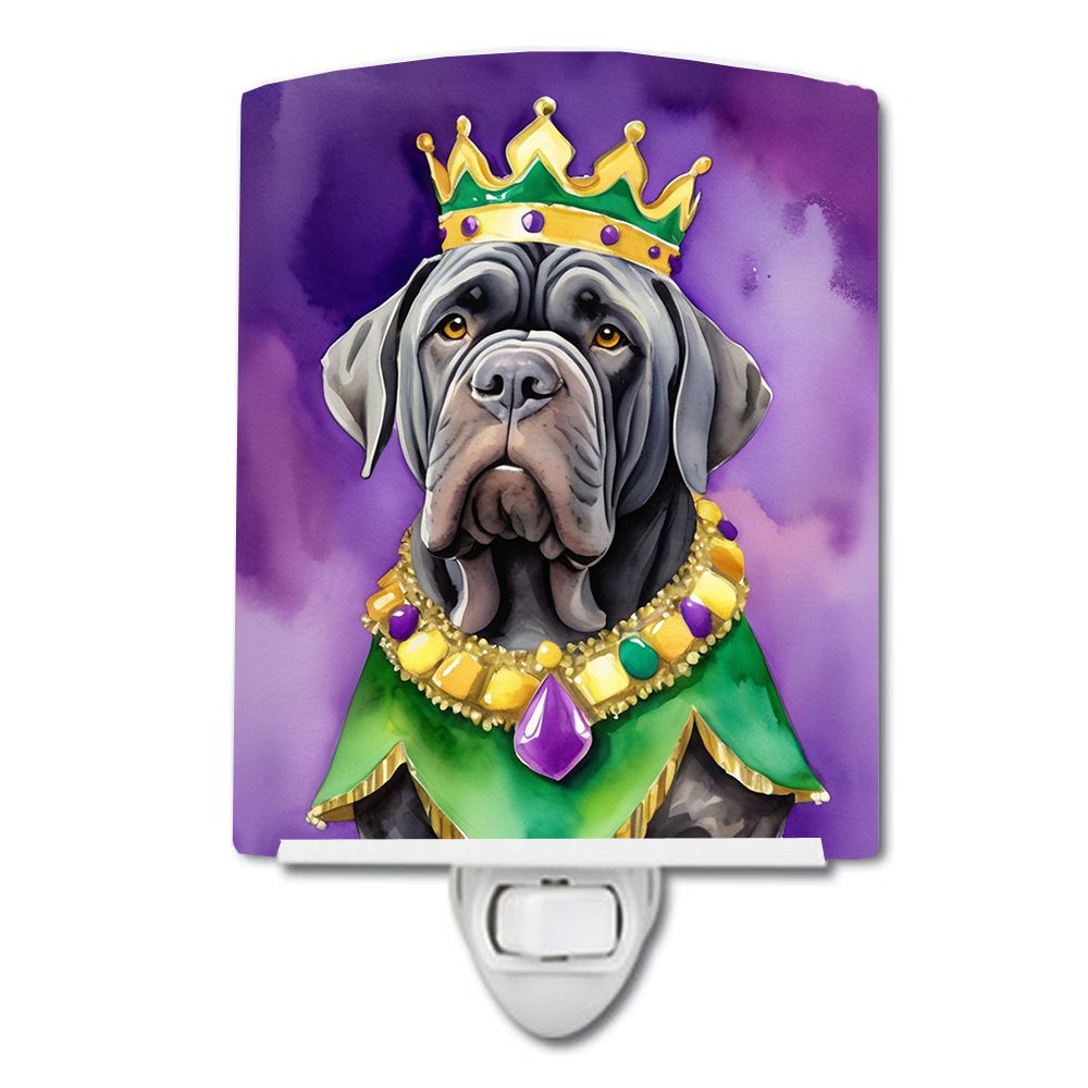 NEW Neapolitan Mastiff King of Mardi Gras Ceramic Night Light Compact, UL-Certified, Ideal for Bedroom, Bathroom, Nursery, Hallw