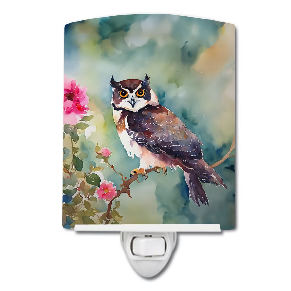 NEW Spectacled Owl Ceramic Night Light Compact, UL-Certified, Ideal for Bedroom, Bathroom, Nursery, Hallway, Kitchen, 6x4x3, Mul