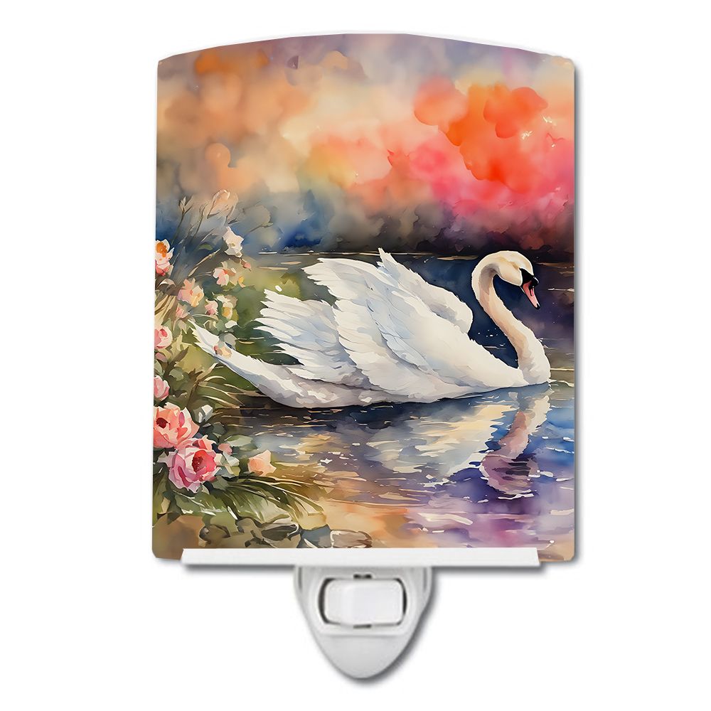 NEW Swan Ceramic Night Light Compact, UL-Certified, Ideal for Bedroom, Bathroom, Nursery, Hallway, Kitchen, 6x4x3, Multicolor