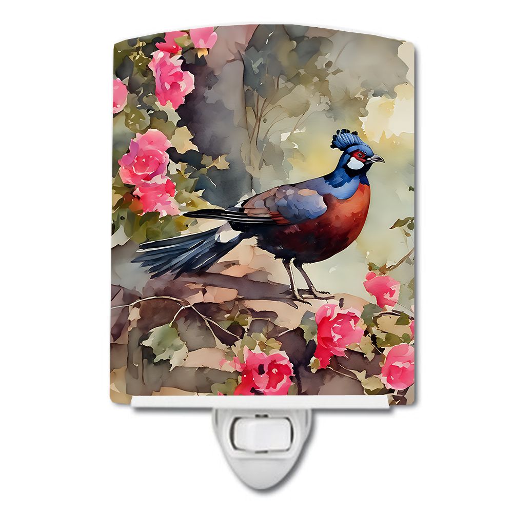 NEW Pheasant Ceramic Night Light Compact, UL-Certified, Ideal for Bedroom, Bathroom, Nursery, Hallway, Kitchen, 6x4x3, Multicolo
