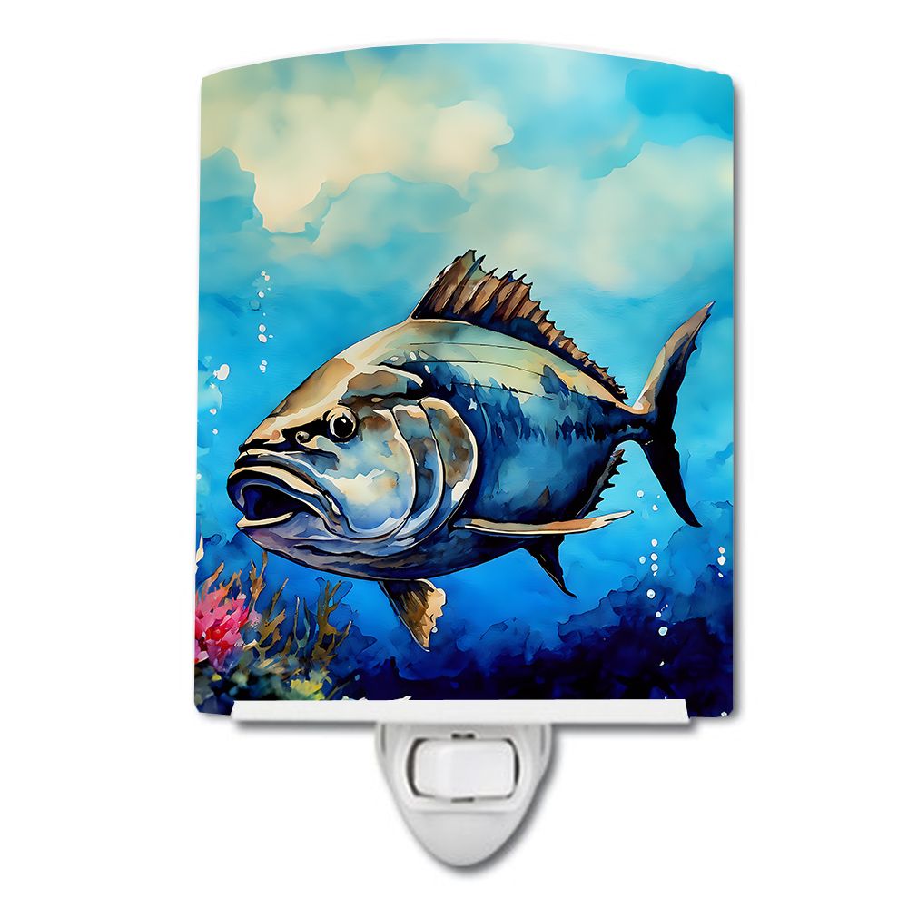 NEW Bluefin Tuna Ceramic Night Light Compact, UL-Certified, Ideal for Bedroom, Bathroom, Nursery, Hallway, Kitchen, 6x4x3, Multi