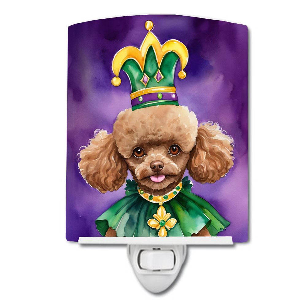 NEW Poodle King of Mardi Gras Ceramic Night Light Compact, UL-Certified, Ideal for Bedroom, Bathroom, Nursery, Hallway, Kitchen,
