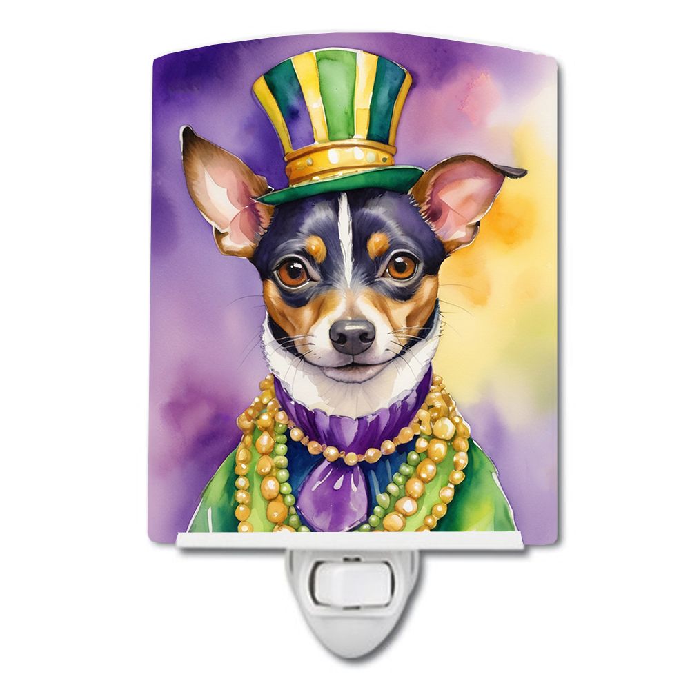 NEW Rat Terrier King of Mardi Gras Ceramic Night Light Compact, UL-Certified, Ideal for Bedroom, Bathroom, Nursery, Hallway, Kit