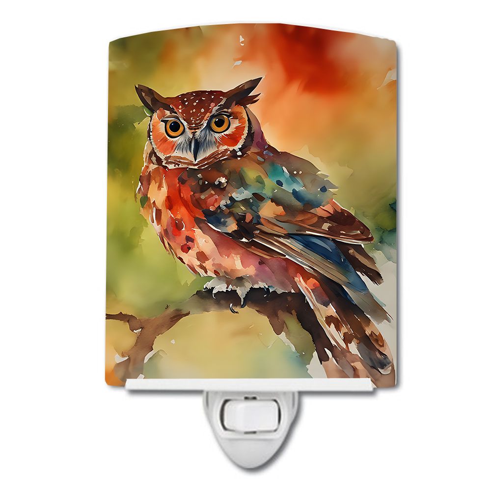 NEW Elf Owl Ceramic Night Light Compact, UL-Certified, Ideal for Bedroom, Bathroom, Nursery, Hallway, Kitchen, 6x4x3, Multicolor