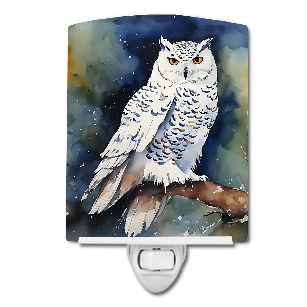 NEW Snowy Owl Ceramic Night Light Compact, UL-Certified, Ideal for Bedroom, Bathroom, Nursery, Hallway, Kitchen, 6x4x3, Multicol