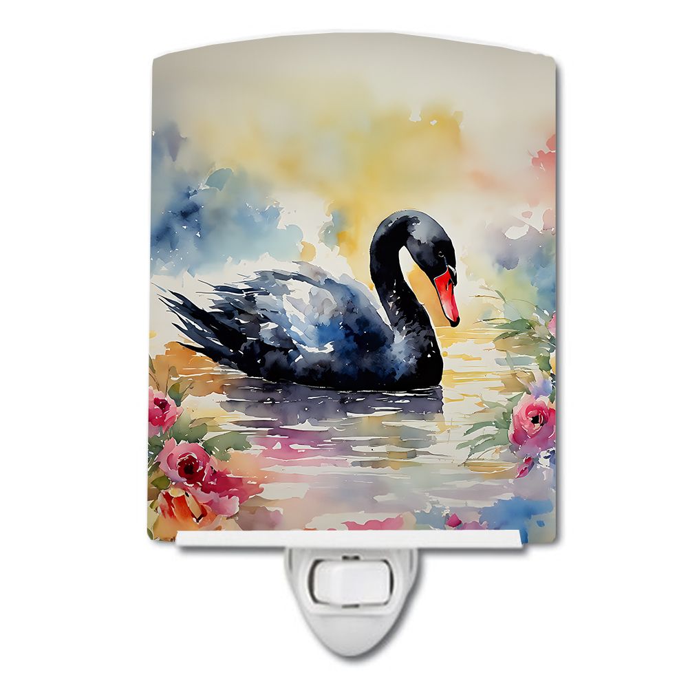 NEW Black Swan Ceramic Night Light Compact, UL-Certified, Ideal for Bedroom, Bathroom, Nursery, Hallway, Kitchen, 6x4x3, Multico