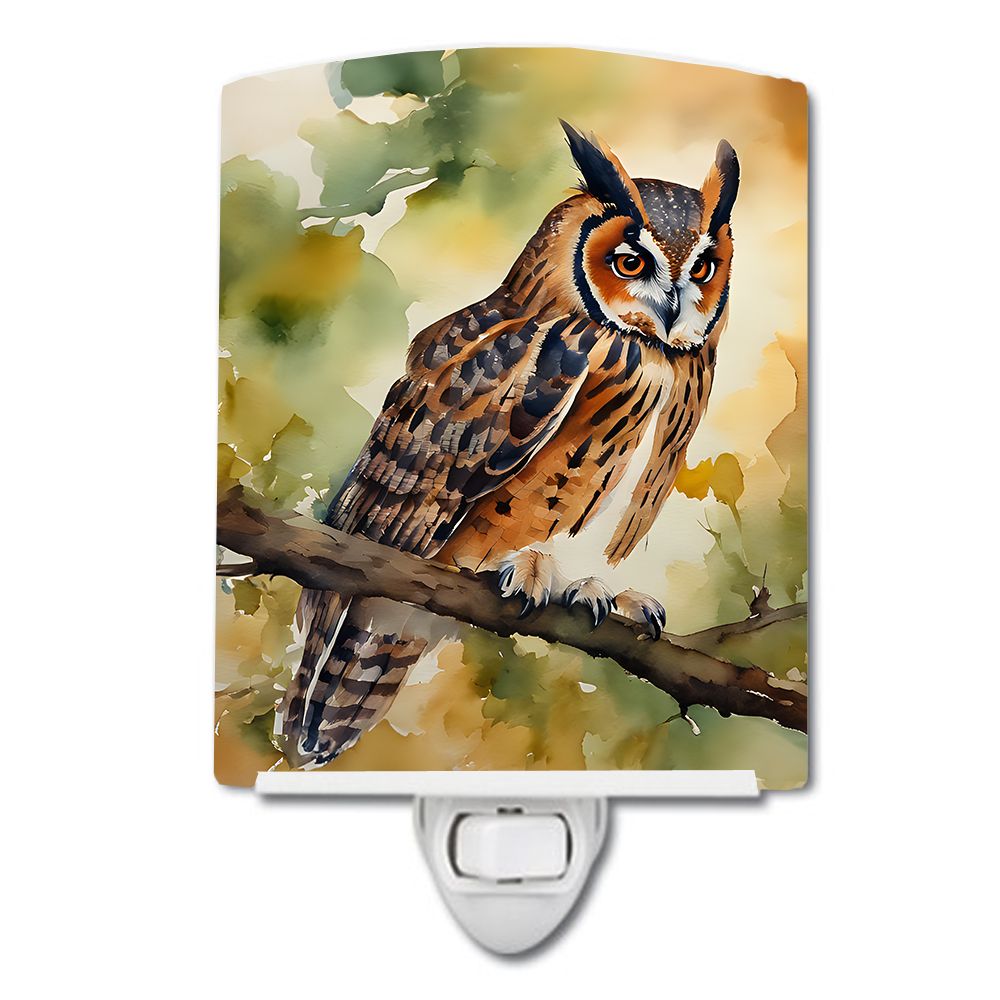 NEW Long-Eared Owl Ceramic Night Light Compact, UL-Certified, Ideal for Bedroom, Bathroom, Nursery, Hallway, Kitchen, 6x4x3, Mul