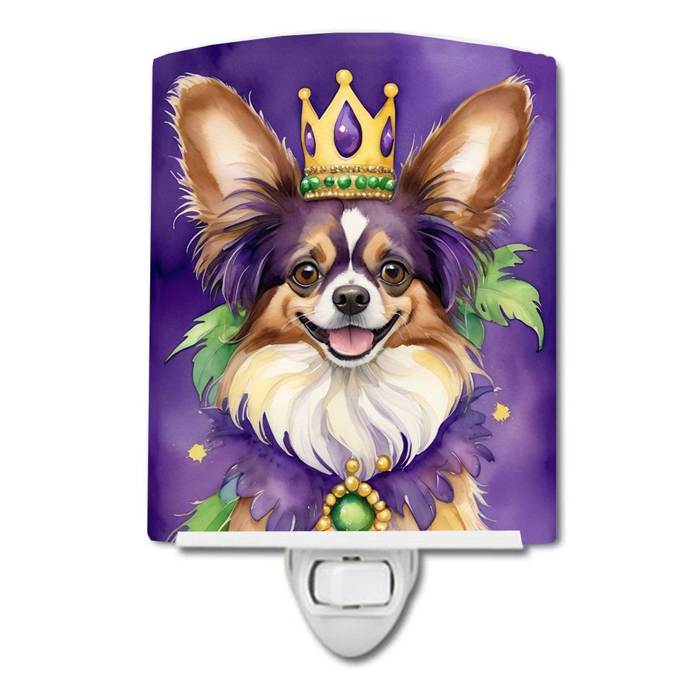 NEW Papillon King of Mardi Gras Ceramic Night Light Compact, UL-Certified, Ideal for Bedroom, Bathroom, Nursery, Hallway, Kitche