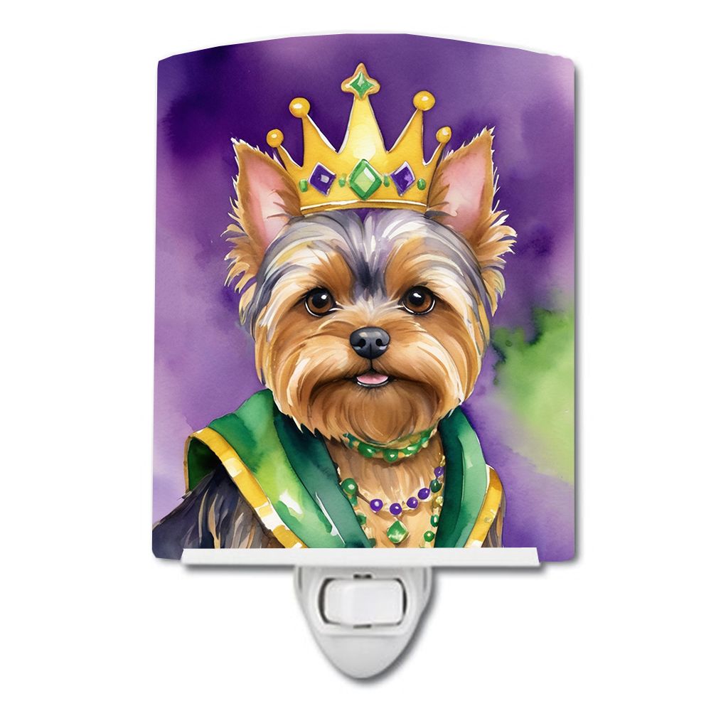 NEW Yorkshire Terrier King of Mardi Gras Ceramic Night Light Compact, UL-Certified, Ideal for Bedroom, Bathroom, Nursery, Hallwa