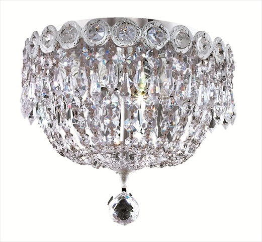 Elegant Lighting 1900F10C/Rc Royal Cut Clear Crystal Century 3-Light, Single-Tier Flush Mount Crystal Chandelier, Finished In Chrome With Clear Crystals