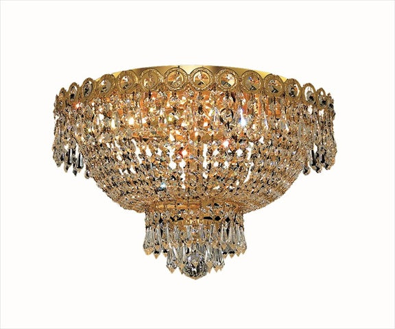 Elegant Lighting 1900F16G/Rc Century 10-Inch High 4-Light Flush Mount, Gold Finish With Crystal (Clear) Royal Cut Rc Crystal