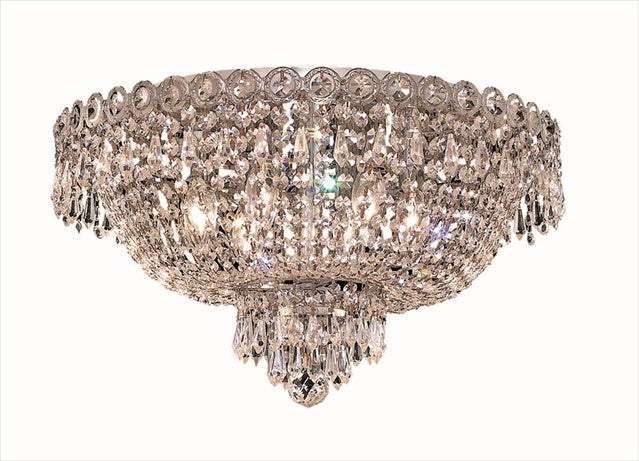 Elegant Lighting 1900F18C/Rc Century 10-Inch High 6-Light Flush Mount, Chrome Finish With Crystal (Clear) Royal Cut Rc Crystal