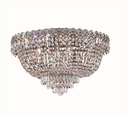 Elegant Lighting 1900F20C/Rc Royal Cut Clear Crystal Century 9-Light, Single-Tier Flush Mount Crystal Chandelier, Finished In Chrome With Clear Crystals